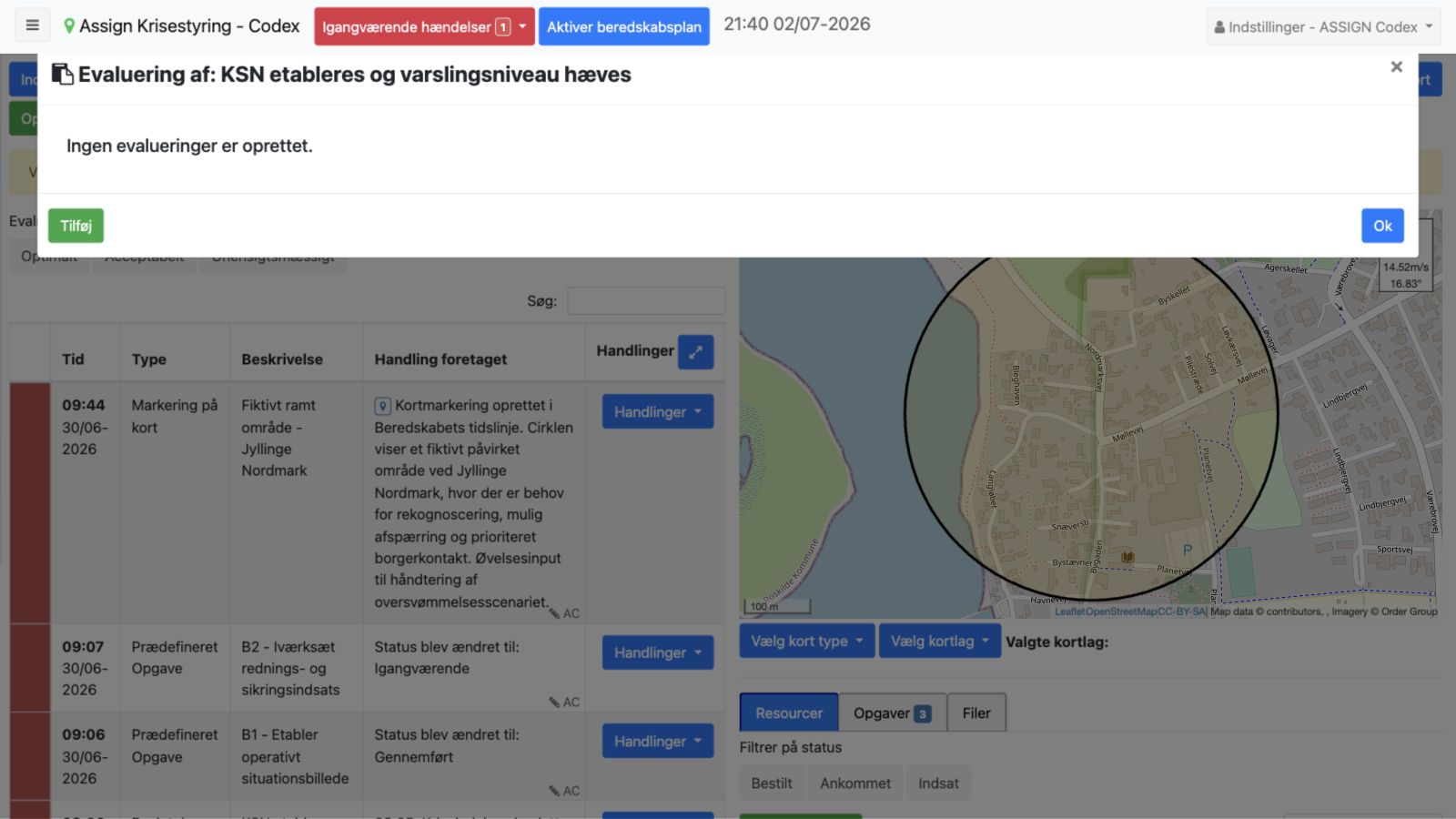 Evalueringsdialog for beslutningen KSN etableres og varslingsniveau hæves